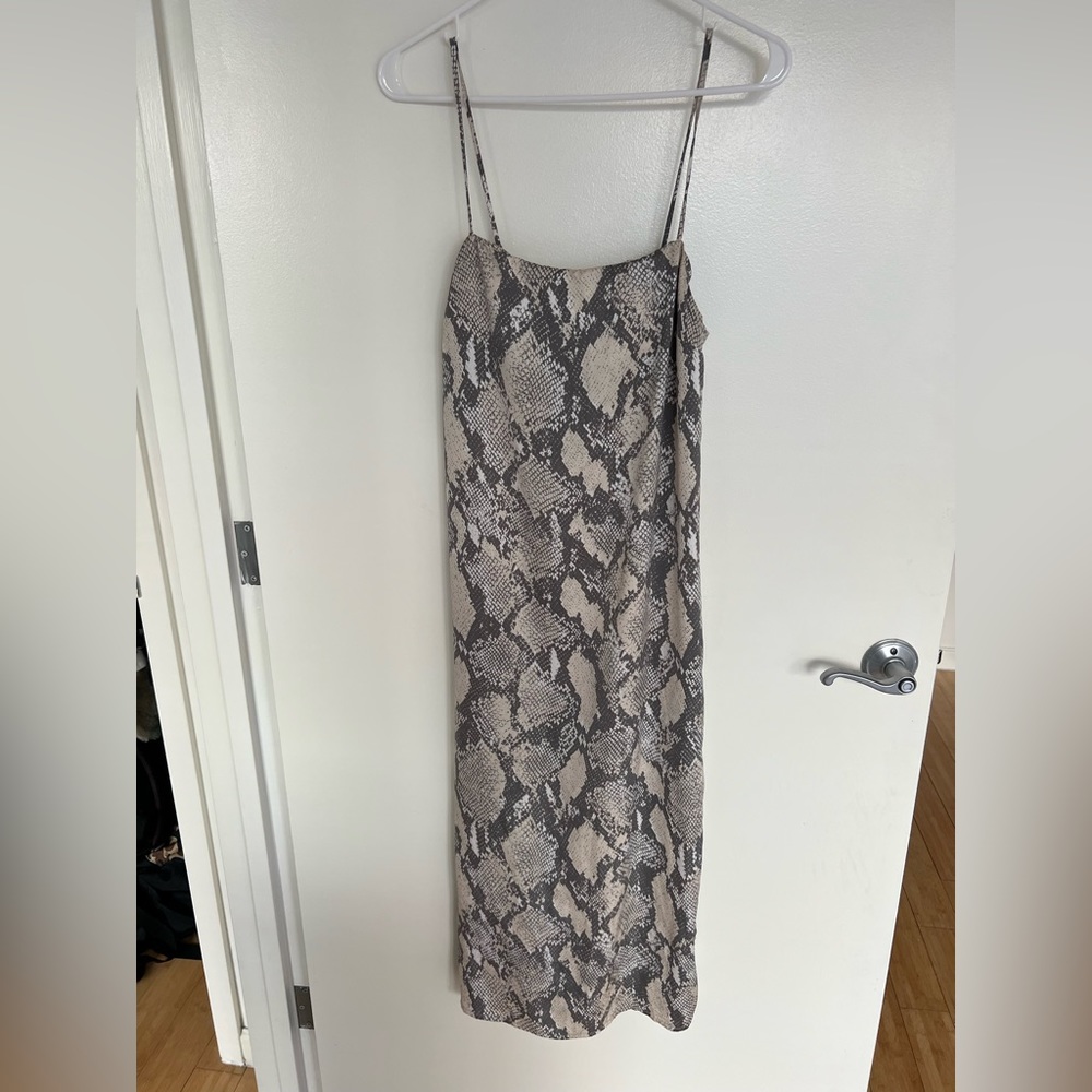 Snakeskin satin maxi dress